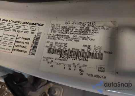 2013 Ford Fusion Se z USA, uszkodzony, nr VIN 3FA6P0H72DR164286